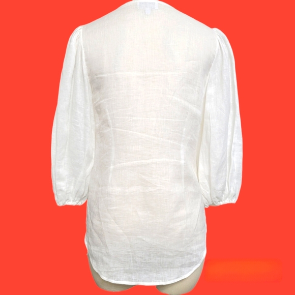 Christy Lynn Embroidered Button Down Linen Blouse Size XS - Picture 3 of 8